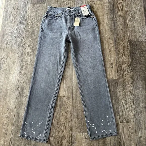 NEW Levi's LOW PRO STRAIGHT Leg Size 26 Gray Mid Rise Jeans Denim Pants 28x30 - Picture 1 of 15